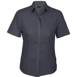 Grey Basic Poly Cotton Blouse Short Sleeve Ladies